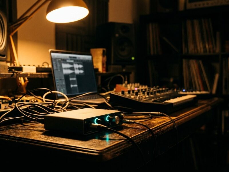 KI-generiertes Beitragsbild zum Artikel Audio-Interface fürs Homestudio: 4 Einsteiger im Test