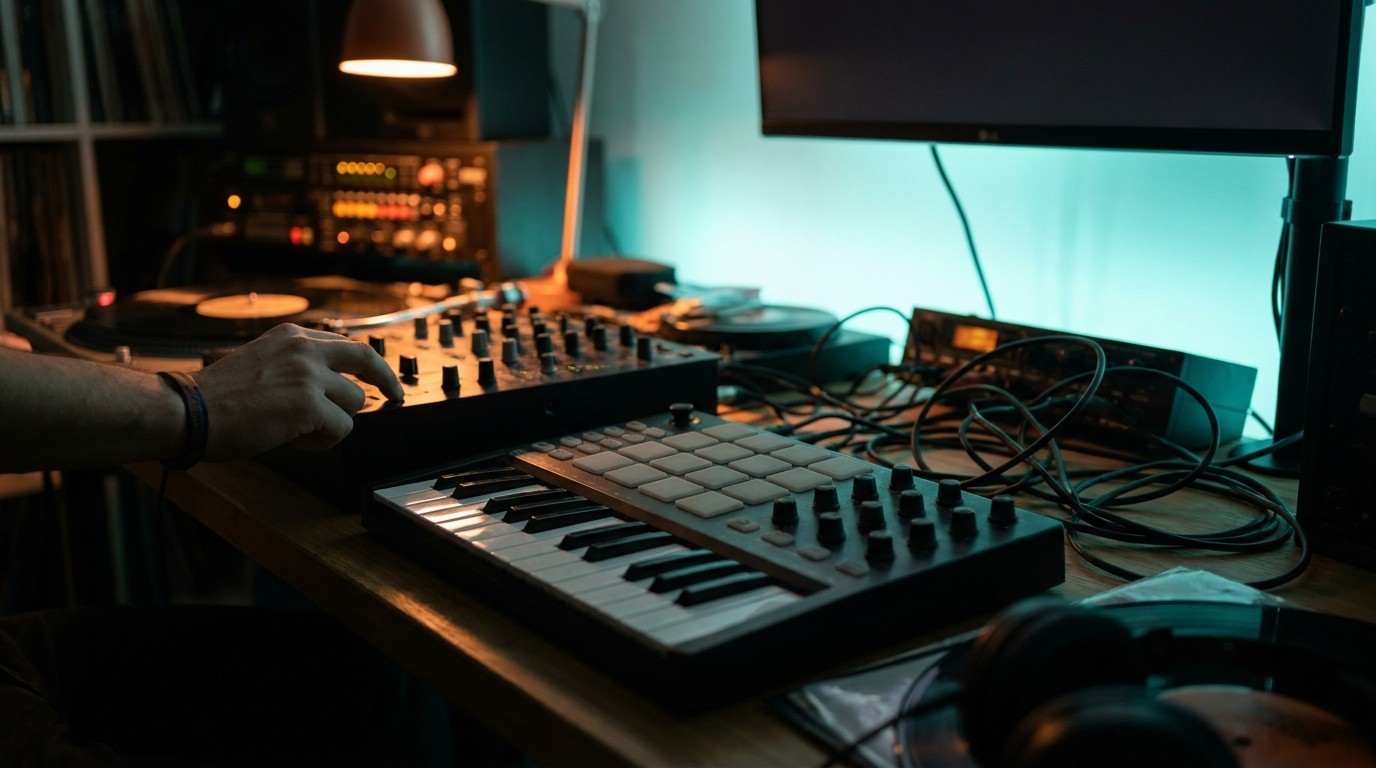 KI-generiertes Beitragsbild zum Artikel MIDI-Keyboard für den Einstieg: 4 im Vergleich