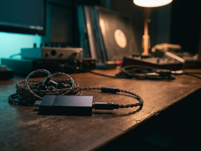 KI-generiertes Beitragsbild zum Artikel Portable DAC/Amp bis 150 Euro: 4 für unterwegs