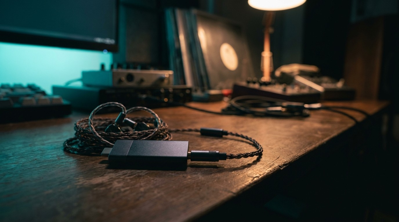 KI-generiertes Beitragsbild zum Artikel Portable DAC/Amp bis 150 Euro: 4 für unterwegs